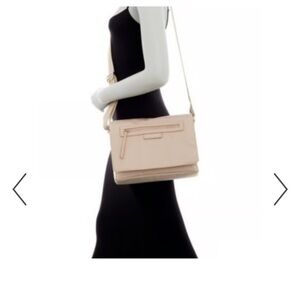 Longchamp Light Beige Crossbody Bag with Front Zip